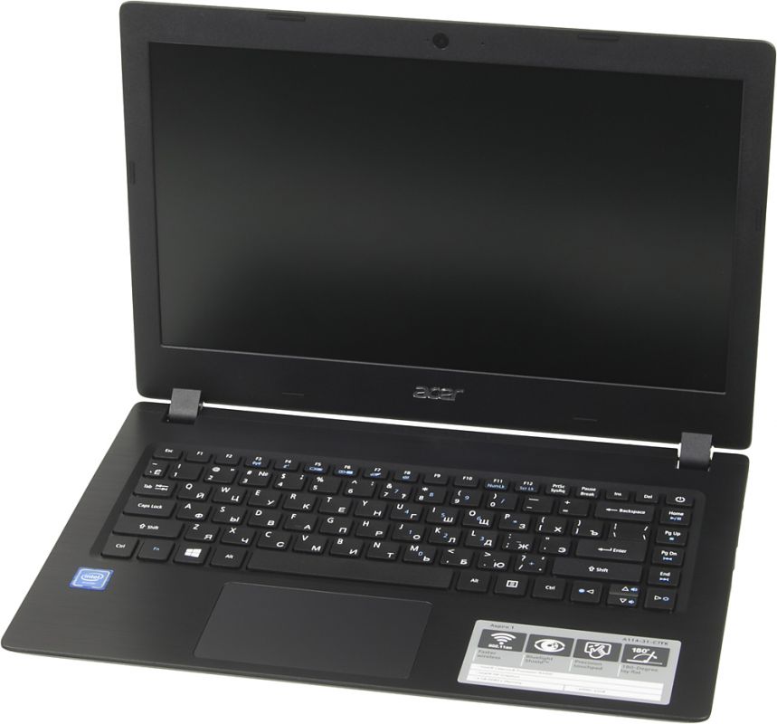 Ноутбук Acer Aspire A114-31-C7FK Celeron N3350/4Gb/eMMC32Gb/Intel HD Graphics 500/14"/HD (1366x768)/Windows 10 Home/black/WiFi/BT/Cam/4810mAh