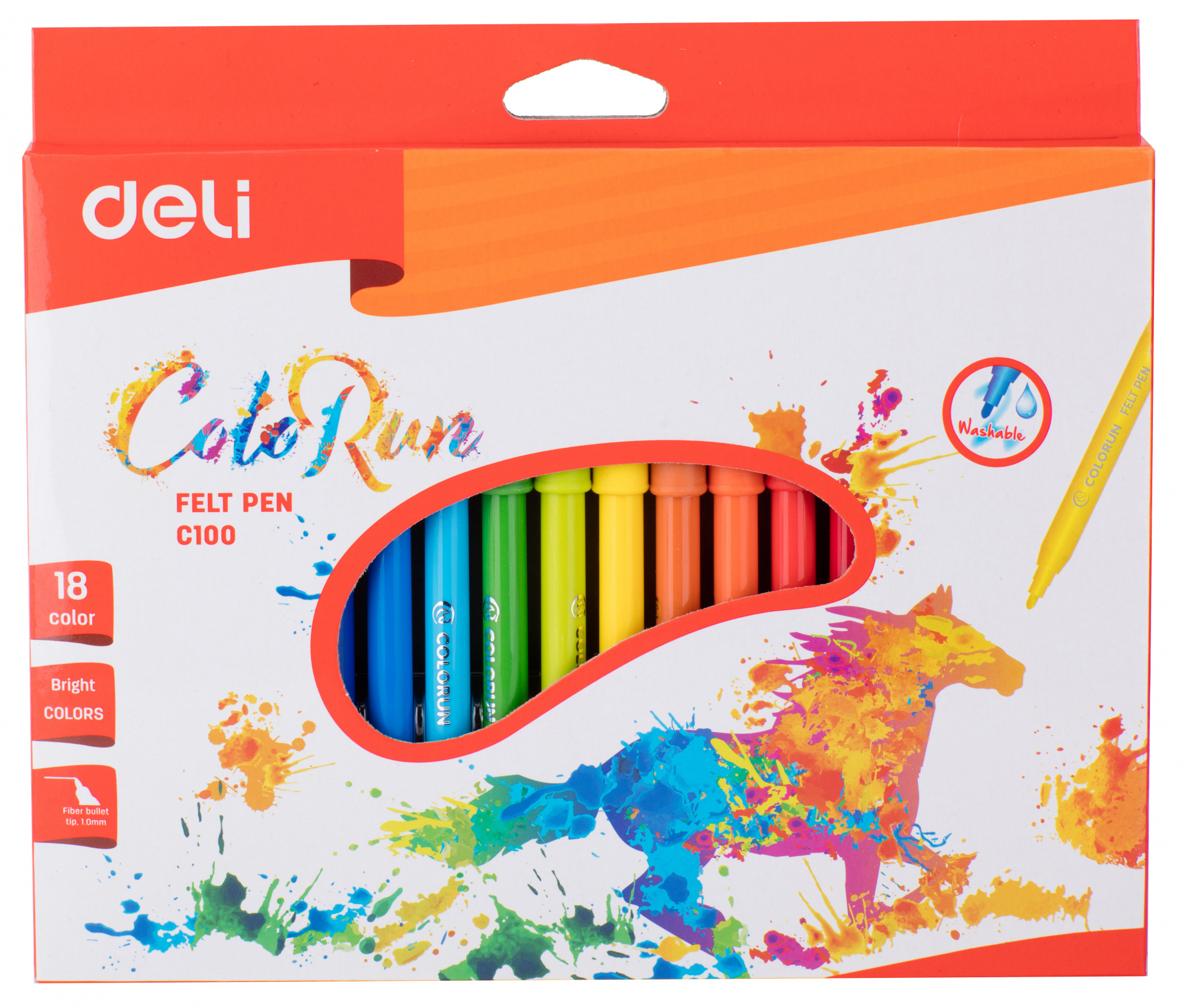 Фломастеры Deli EC10010 ColoRun Вентилируемый 18цв. коробка с европодвесом (Только Упаковками 24)