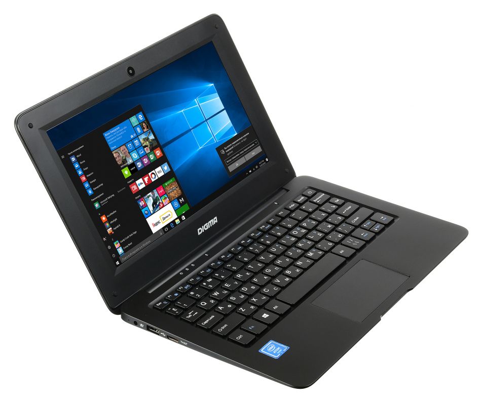 Ноутбук Digma EVE 100 Atom X5 Z8350/2Gb/SSD32Gb/Intel HD Graphics 400/10.1"/TN/WSVGA (1024x600)/Windows 10 Home Single Language 64/black/WiFi/BT/Cam/5000mAh