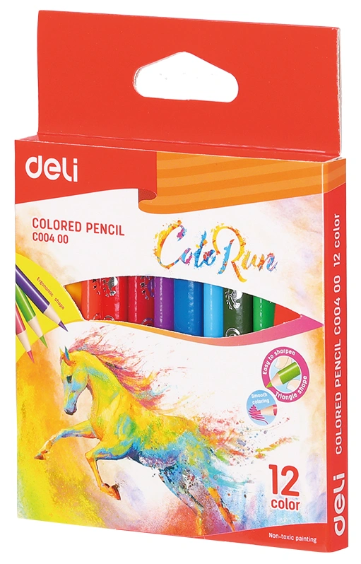 Карандаши цв. Deli EC00400 ColoRun трехгран. тополь 12цв. коробка/европод. (Только Упаковками 48)