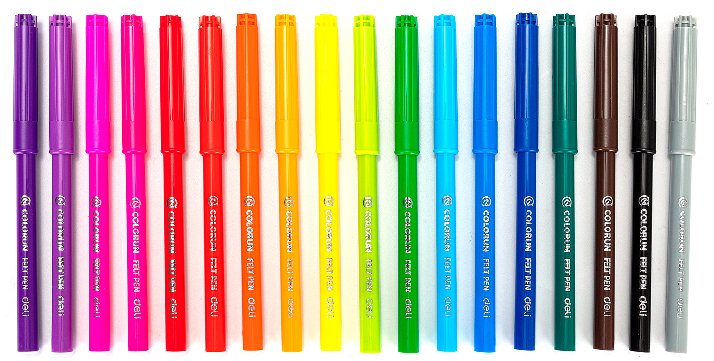 Фломастеры Deli EC10013 ColoRun Вентилируемый 18цв. пакет с европодвесом (Только Упаковками 12)