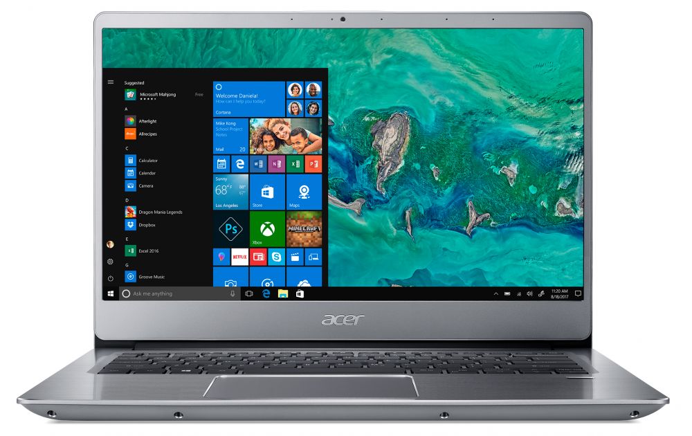 Ультpaбук Acer Swift 3 SF314-54-573U Core i5 8250U/8Gb/SSD256Gb/Intel UHD Graphics 620/14"/IPS/FHD (1920x1080)/Windows 10 Home/silver/WiFi/BT/Cam/3220mAh