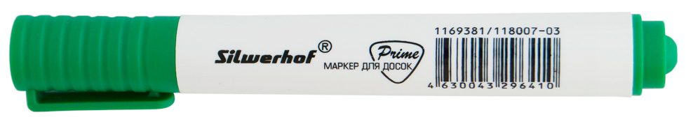 Маркер для досок Silwerhof Prime пулевидный пиш. наконечник 1-3мм зеленый коробка (Только Упаковками 12)