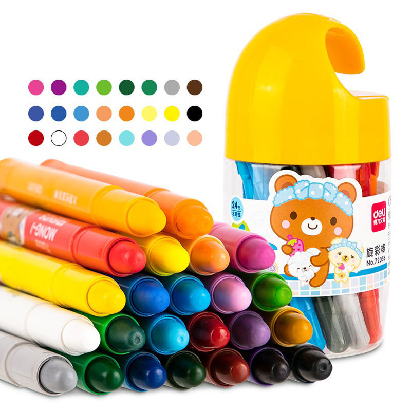 Масляная пастель Deli 72056 с поворотным механизмом 24цв. дл.130ммд.13мм пласт.туб. (Только Упаковками 8)