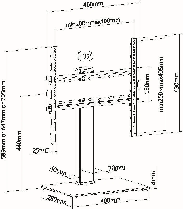 Кронштейн-подставка для телевизора Ultramounts UM503 черный 32"-55" макс.40кг настольный поворот