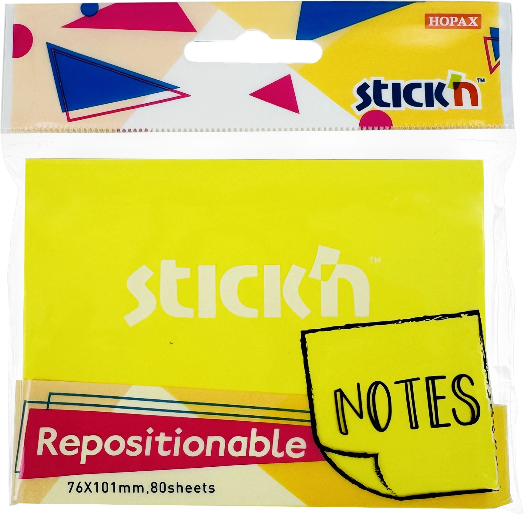 Блок самоклеящийся бумажный Stick`n 27074 76x101мм 80лист. 70г/м2 желтый неон 1цв.в упак. (Только Упаковками 12)