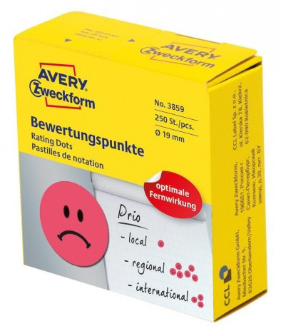 Этикетки Avery Zweckform 3859 250шт на листе диаметр 19мм/70г/м2/красный самоклей. универсальная