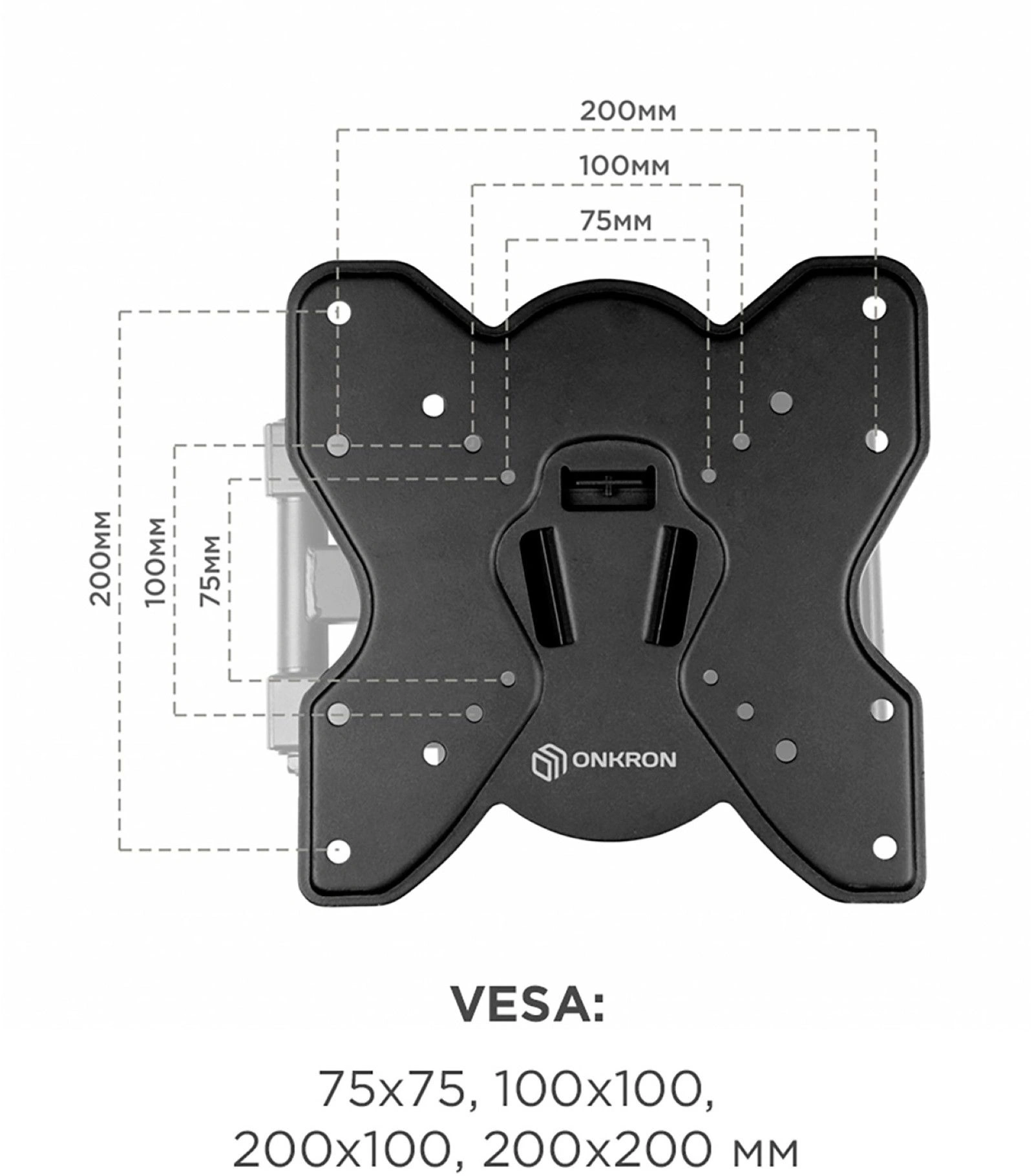 Кронштейн для телевизора Onkron M3S черный 17"-43" макс.35кг настенный поворот и наклон