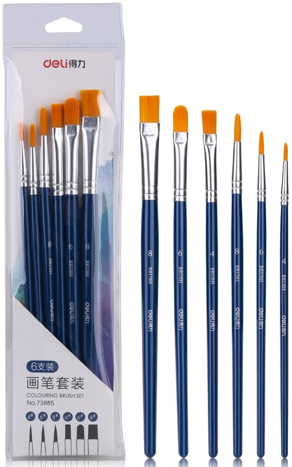 Набор кистей Deli 73885 нейлон (наб.6шт) (Только Упаковками 25)