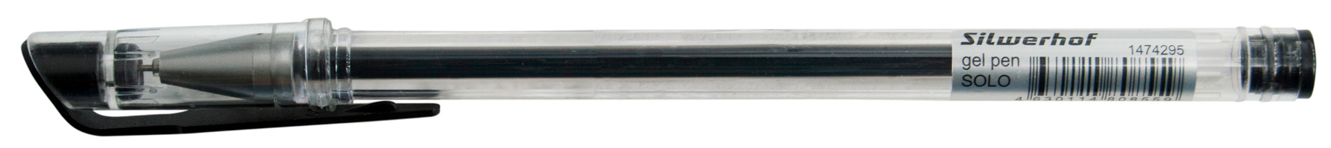 Ручка гелев. Silwerhof Solo d=0.5мм черн. черн. кор.карт. сменный стержень игловидный пиш. наконечник линия 0.3мм (Только Упаковками 12)