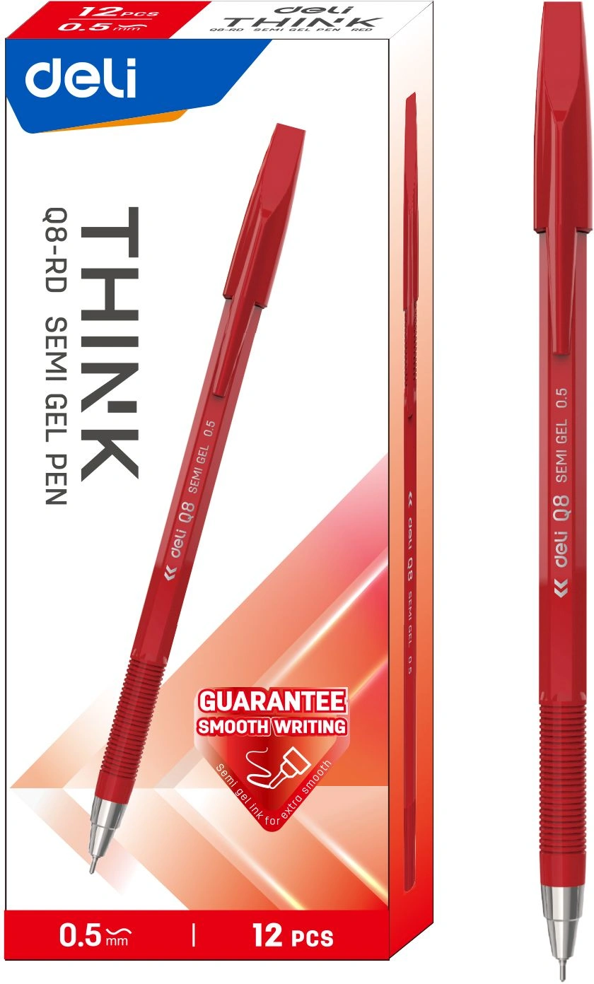Набор ручек шариков. Deli Think EQ8-RD красн. черн. (12шт) линия 0.5мм (Только Упаковками 12)