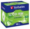 Диск CD-RW Verbatim 700Mb 4x Jewel case (10шт) (43123)