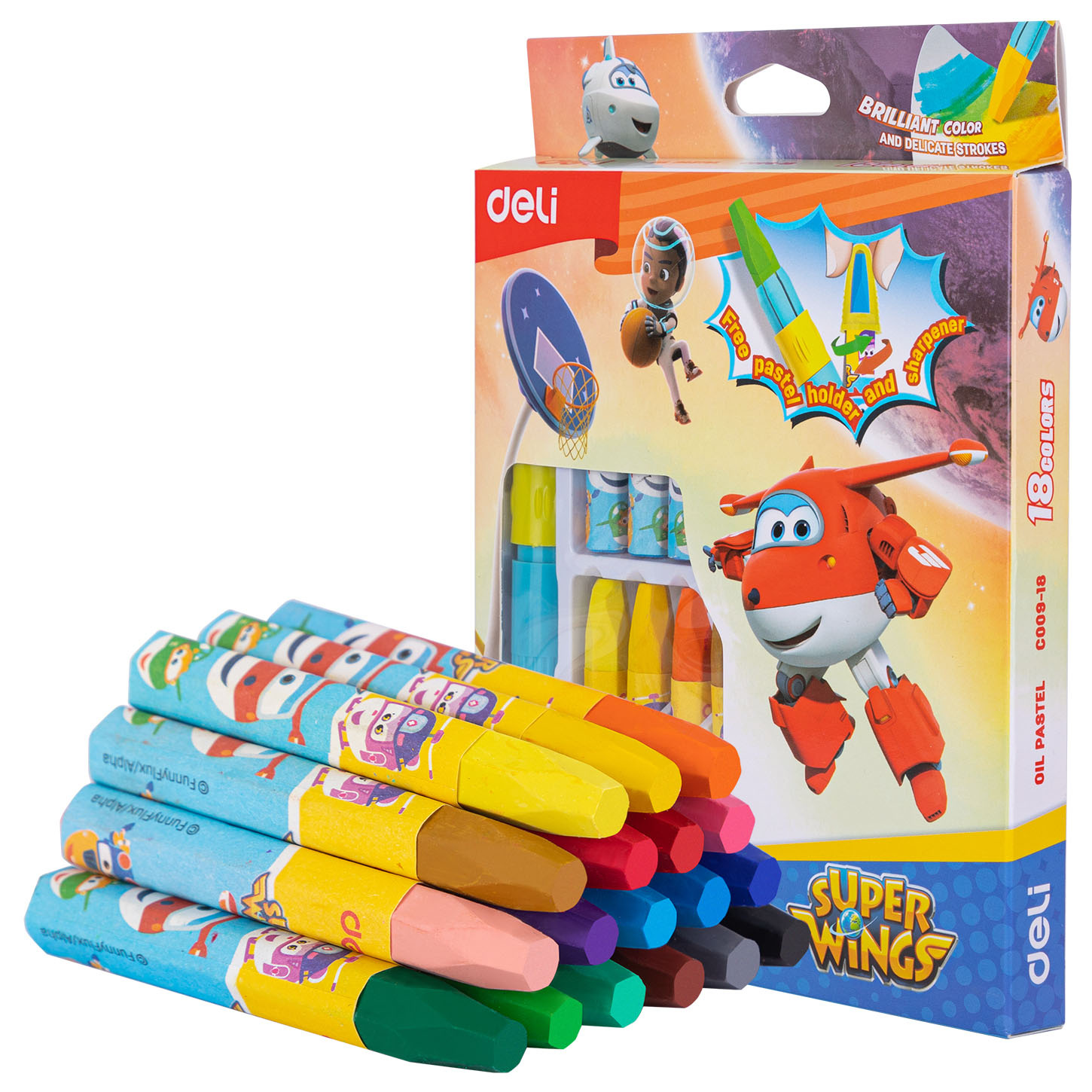 Масляная пастель Deli EC009-18 Super Wings шестигранные 18цв. картон.кор./европод. (Только Упаковками 18)