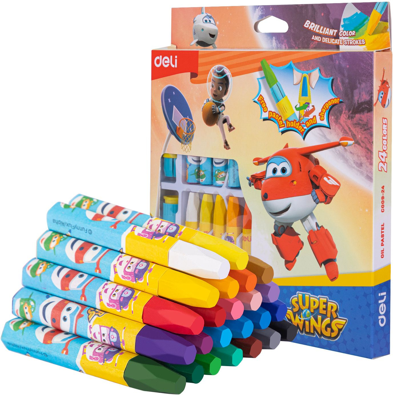 Масляная пастель Deli EC009-24 Super Wings шестигранные 24цв. картон.кор./европод. (Только Упаковками 20)