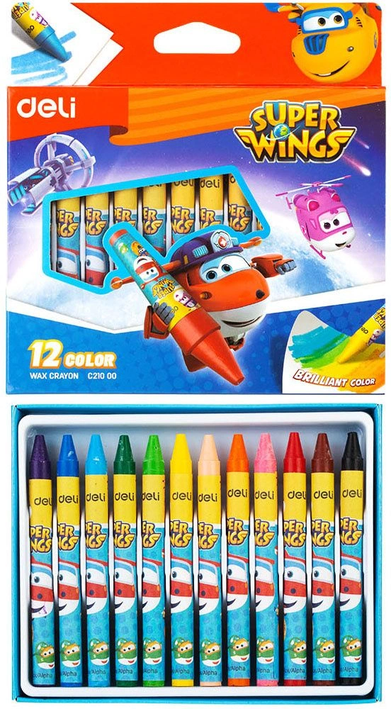 Восковые мелки Deli EC21000 Super Wings 12цв. картон.кор./европод. (Только Упаковками 24)