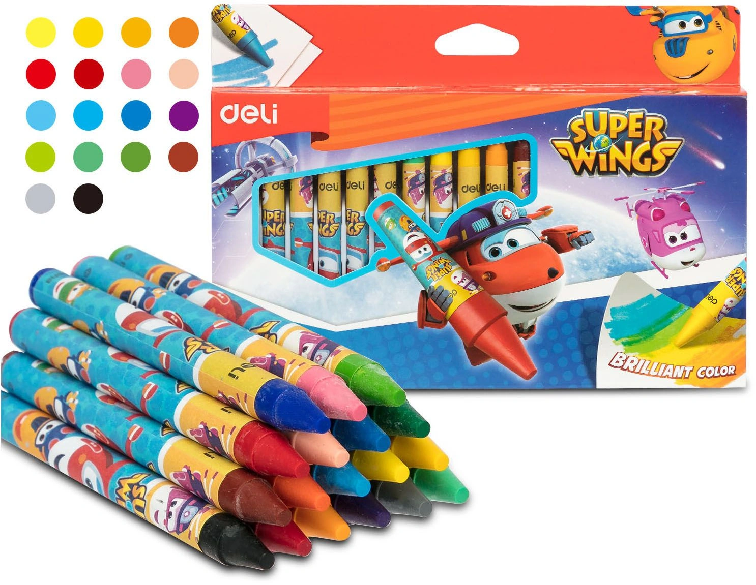 Восковые мелки Deli EC21010 Super Wings 18цв. картон.кор./европод. (Только Упаковками 24)