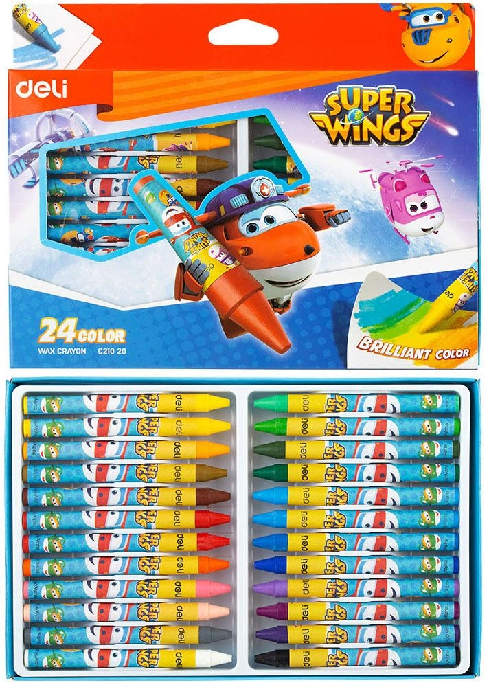Восковые мелки Deli EC21020 Super Wings 24цв. картон.кор./европод. (Только Упаковками 12)