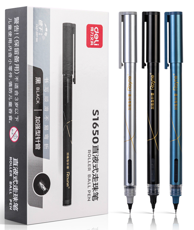 Ручка роллер Deli S1650 ассорти черн. черн. линия 0.5мм (Только Упаковками 12)