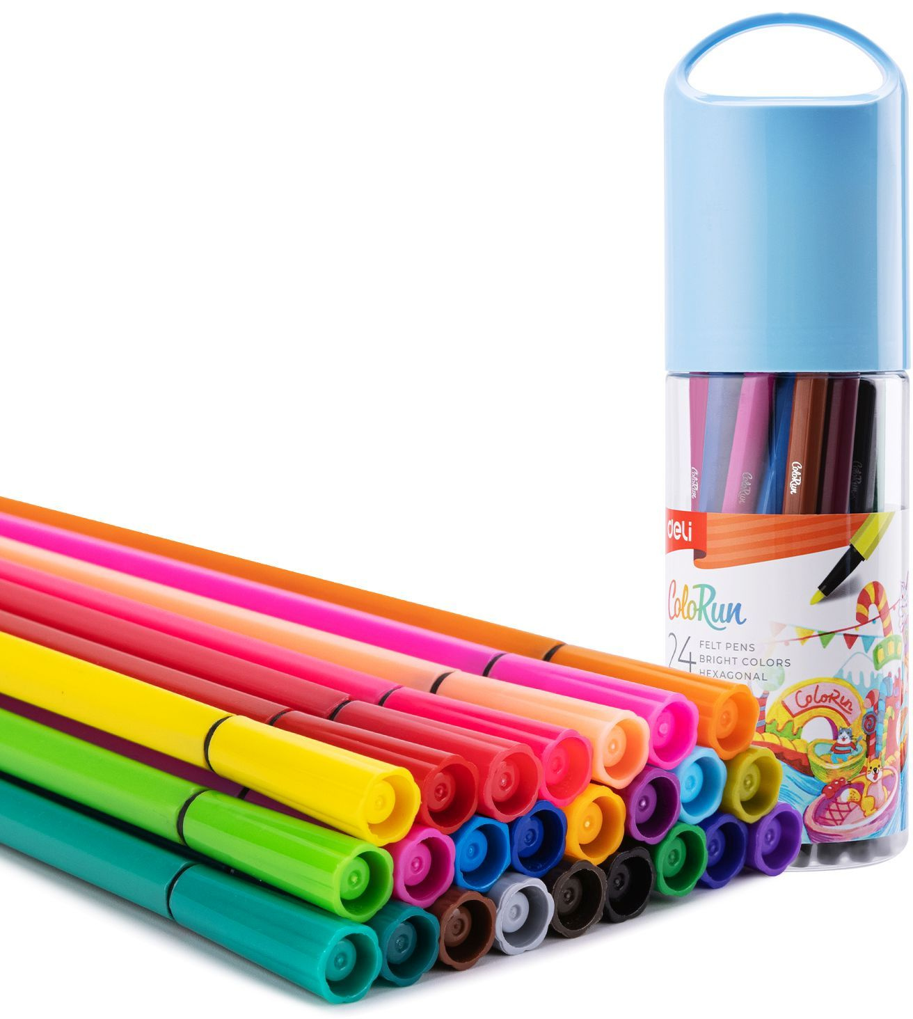 Фломастеры Deli EC156-24 ColoRun 24цв. пластиковая туба (Только Упаковками 12)