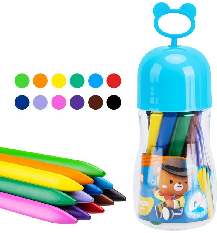 Мелки пластик. Deli EC222-12 Color Kids трехгр. 12цв. (12шт) пласт.туб. гол. (Только Упаковками 24)