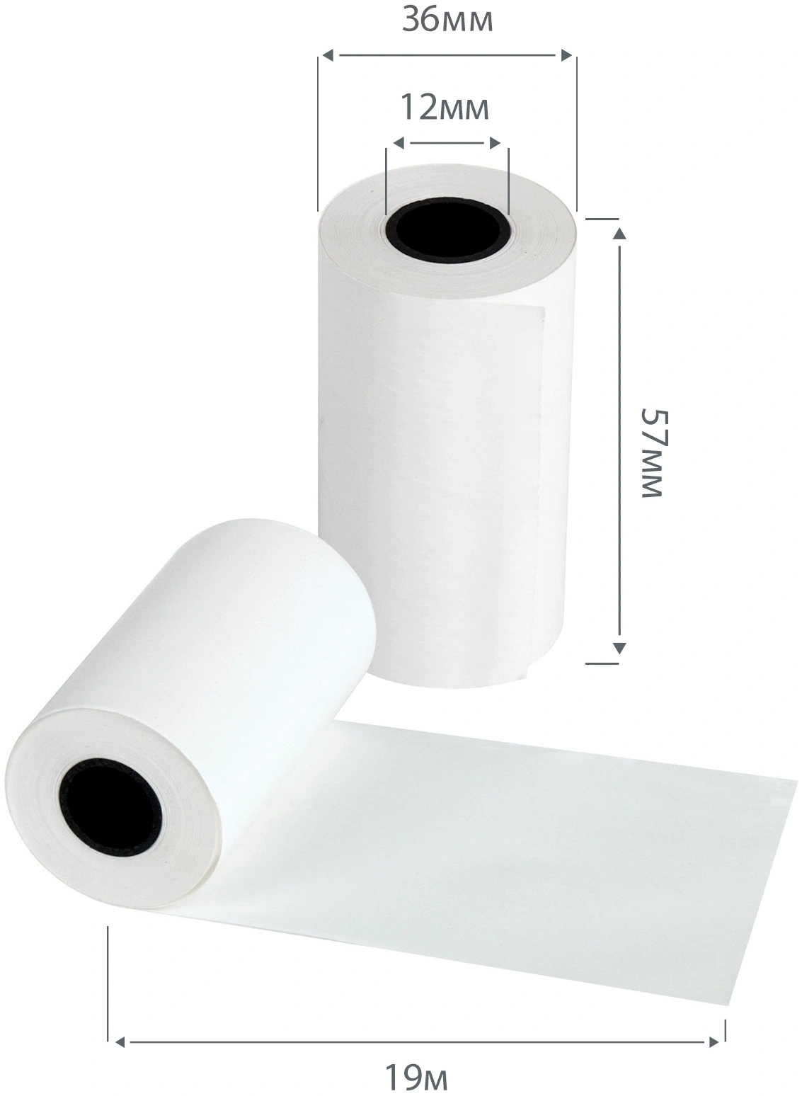 Лента чековая Cactus CS-RT57-19 57мм 19м 12mm термобумага (19) (Кратно 8)