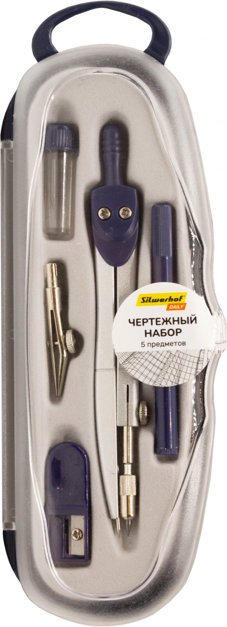 Готовальня Silwerhof Daily корпус синий металл 12см в компл.:5 предметов (Только Упаковками 10)