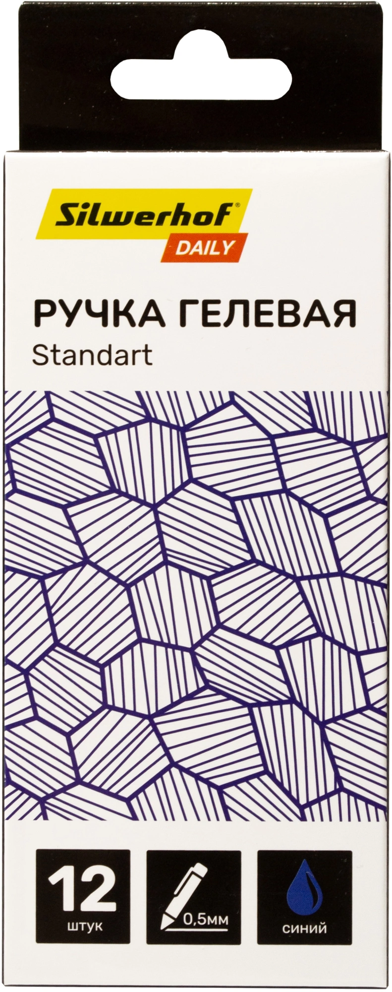 Набор ручек гелев. автоматическая Silwerhof Daily NG Standart d=0.5мм син. черн. кор.карт. (12шт) линия 0.3мм (Только Упаковками 12)