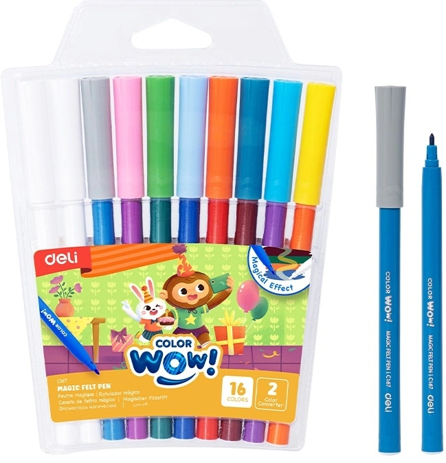 Фломастеры Deli EC167 Colorwow ПВХ с подвесом (8шт.) (Только Упаковками 24)