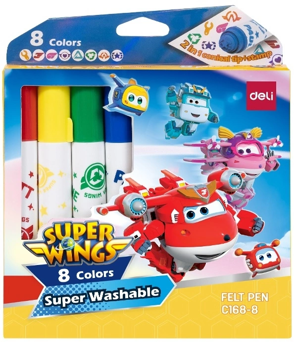 Фломастеры Deli EC168-8 Super Wings конический пиш. наконечник (Только Упаковками 24)
