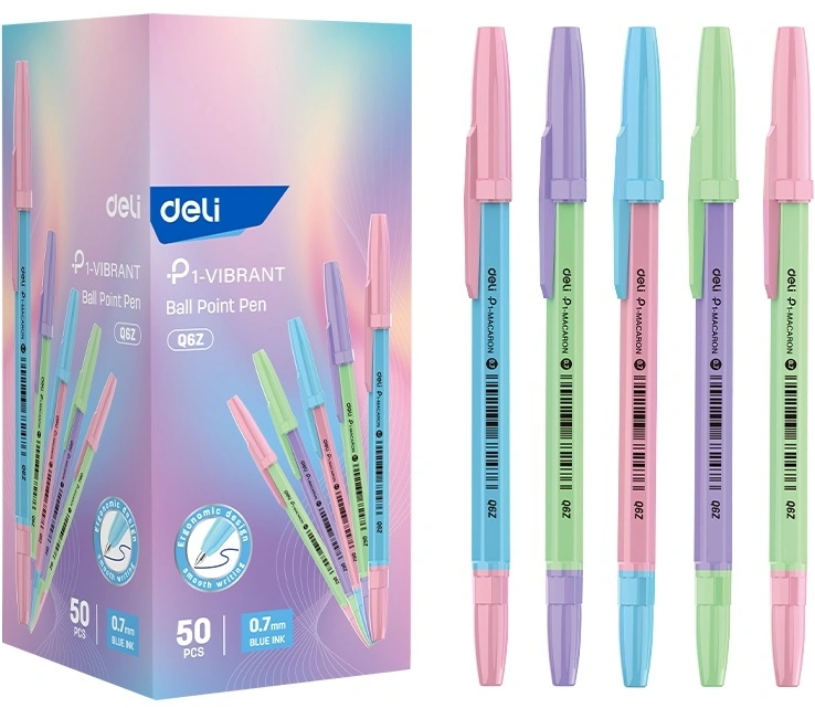 Ручка шариков. Deli P1 (EQ6Z) d=0.7мм син. черн. карт.уп. (Только Упаковками 50)