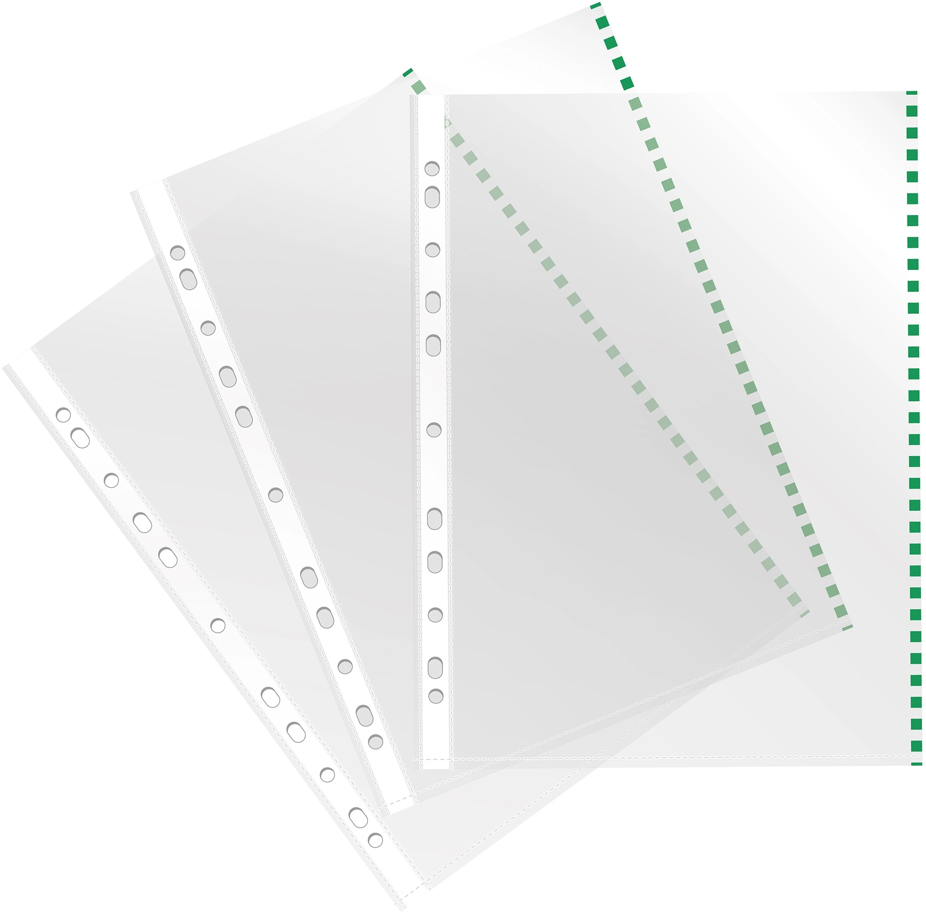 Папка-вкладыш Silwerhof Daily SD-EDGE/GRN глянцевые A4+ полипропилен 30мкм зеленый край (упак.:50шт) (Только Упаковками 60)