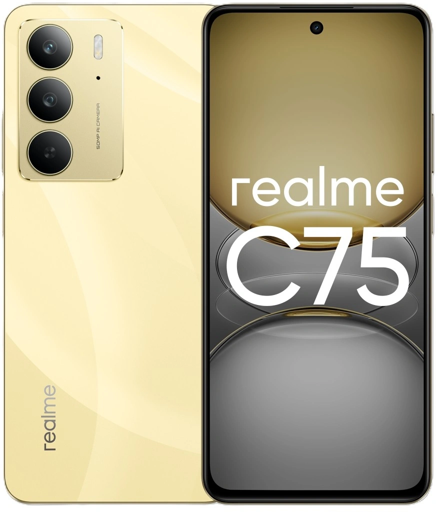 Смартфон Realme RMX3941 C75 256Gb 8Gb золотой моноблок 3G 4G 2Sim 6.72" 1080x2400 Android 14 50Mpix 802.11 a/b/g/n/ac NFC GPS GSM900/1800 GSM1900 Protect A-GPS microSD max2048Gb