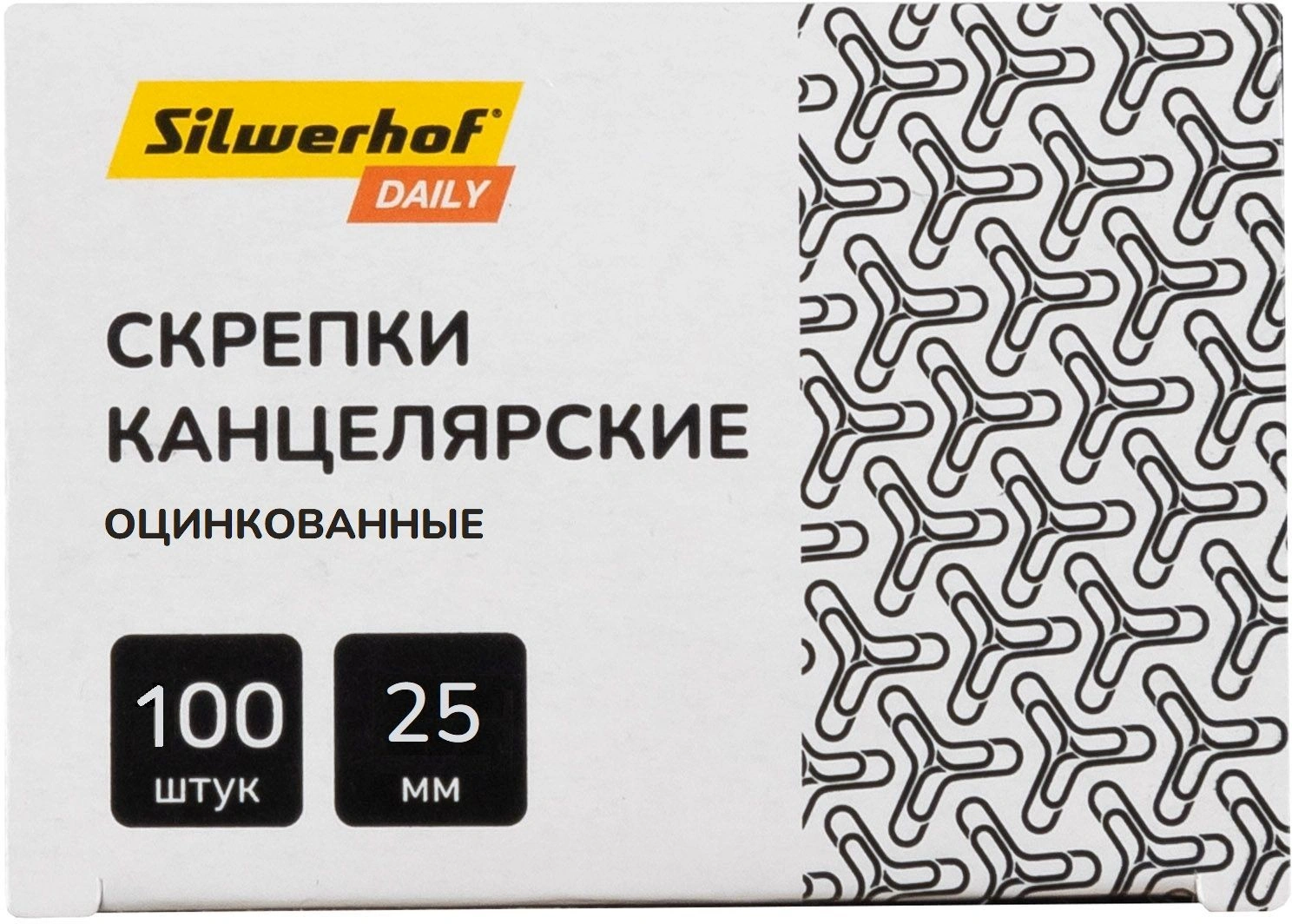 Скрепки Silwerhof Daily металл оцинкованные 25мм (упак.:100шт) картонная коробка (Только Упаковками 50)