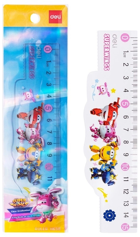 Линейка Deli EH658 Super Wings пластик дл.15см ассорти