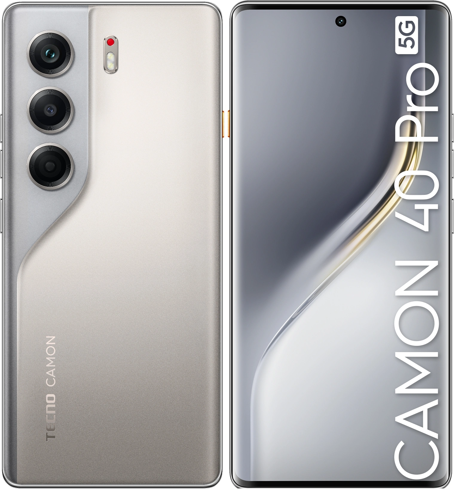 Смартфон Tecno Camon 40 Pro 5G 256Gb 8Gb титановый моноблок 3G 4G 2Sim 6.78" 1080x2436 Android 15 50Mpix 802.11 a/b/g/n/ac/ax NFC GPS GSM900/1800 GSM1900 Protect FM