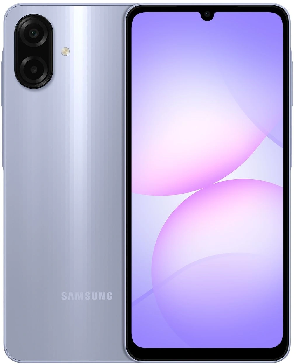Смартфон Samsung SM-A075F Galaxy A07 64Gb 4Gb фиолетовый моноблок 3G 4G 2Sim 6.7" 720x1600 Android 15 50Mpix 802.11 a/b/g/n/ac GPS GSM900/1800 GSM1900 Protect microSD max2048Gb