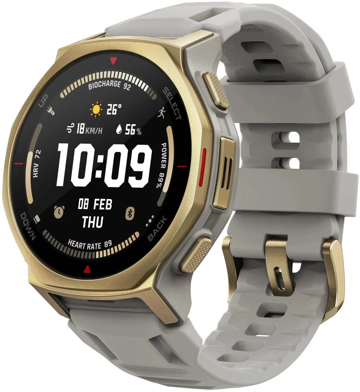 Смарт-часы Amazfit T-rex 3 Pro A2549 44мм 1.32" AMOLED корп.золотистый рем.белый разм.брасл.:140-205мм