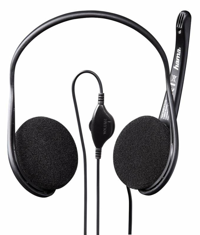 Наушники с микрофоном Hama Black Stripe черный 2м накладные шейный обод (00053979)