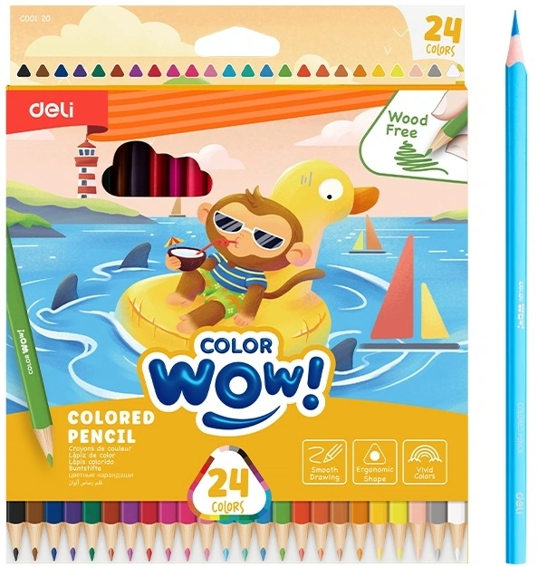 Карандаши цв. Deli EC00120 ColoRun трехгран. пластик 24цв. коробка/европод. (24шт) (Только Упаковками 24)