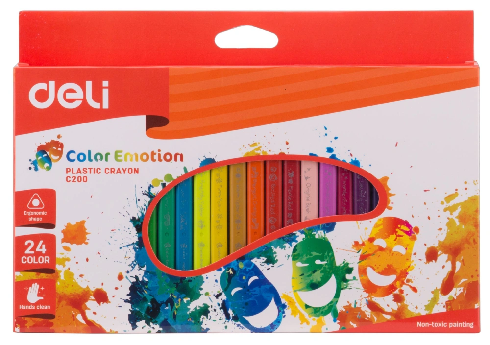 Восковые мелки Deli EC20020 Color Emotion трехгранные 24цв. картон.кор./европод. (Только Упаковками 12)