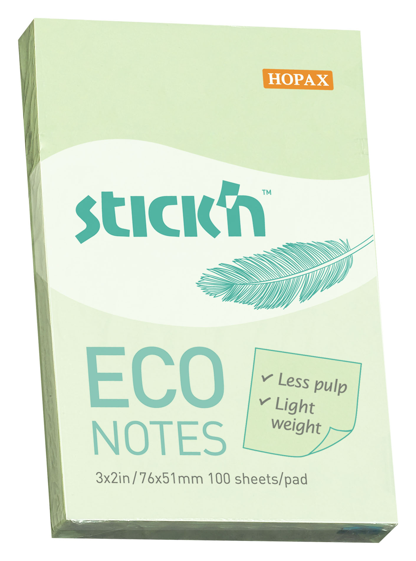 Блок самоклеящийся бумажный Stick`n ECO 21744 51x76мм 100лист. 60г/м2 пастель зеленый (Только Упаковками 144)