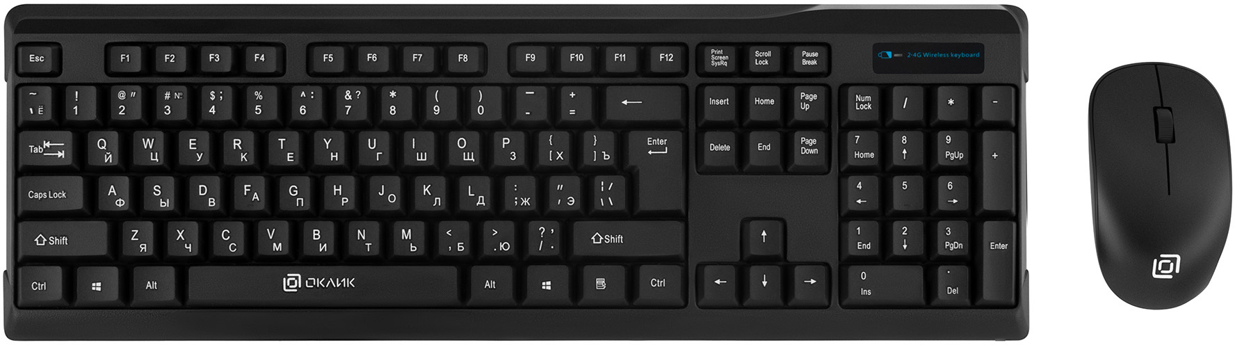 Клавиатура + мышь Oklick 230M клав:черный мышь:черный USB беспроводная