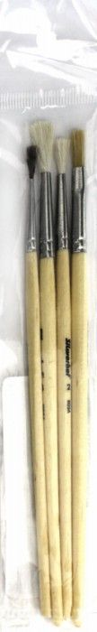Набор кистей Silwerhof 980056 (наб.4шт) пон.круг.№1/коз.круг.№2,3/щет.плос.№4 дерев.ручка (Только Упаковками 10)