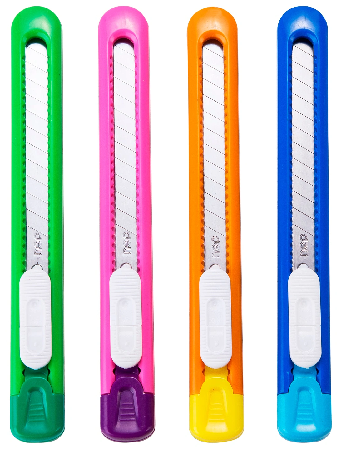 Нож канцелярский Deli E2054 шир.лез.9мм фиксатор ассорти (Только Упаковками 60)