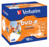 Диск DVD-R Verbatim 4.7Gb 16x Jewel case (10шт) Printable (43521)