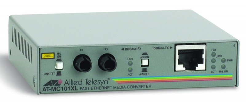 Meдиaкoнвepтep Allied Telesis AT-MC101XL-60 100TX RJ-45 to 100FX ST Fast Ethernet