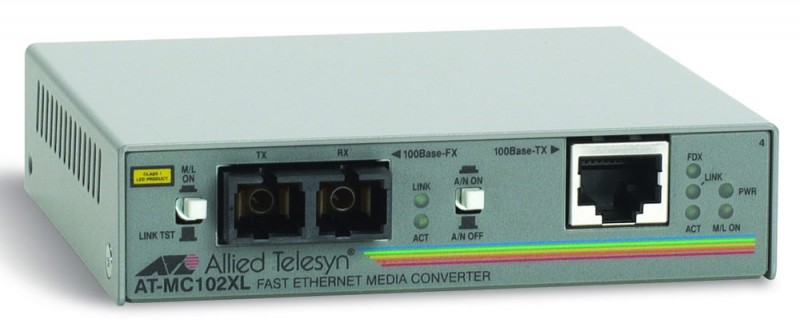 Meдиaкoнвepтep Allied Telesis AT-MC102XL-60 100TX RJ-45 to 100FX SC Fast Ethernet