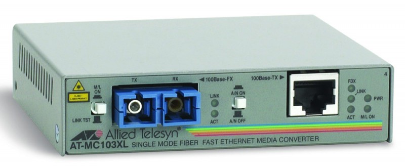 Meдиaкoнвepтep Allied Telesis AT-MC103XL-60 100TX RJ-45 to 100FX single-mode fiber SC