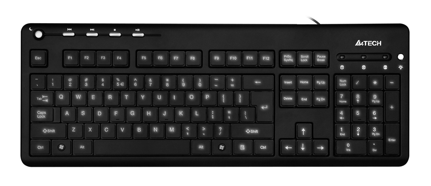 Клавиатура A4 KD-126-2 черный USB slim Multimedia LED