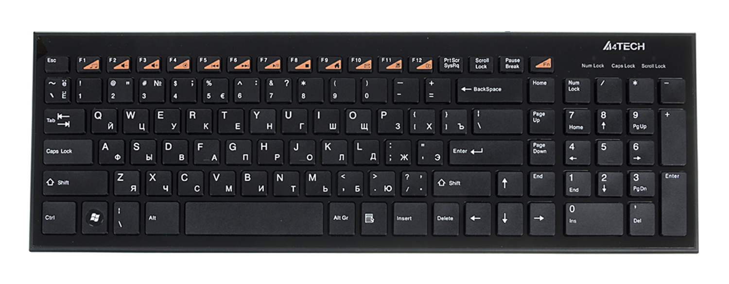 Клавиатура A4 KX-100 черный USB slim Multimedia